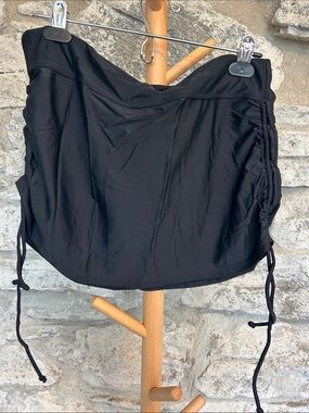 Black Ruched Drawstring swim skirt cover
